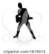 Poster, Art Print Of Musician Guitarist Silhouette On A White Background