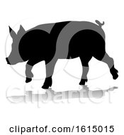 Poster, Art Print Of Pig Silhouette Farm Animal On A White Background