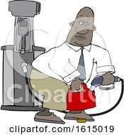 Cartoon Black Business Man Pumping Gasoline Into A Gas Can