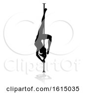 Pole Dancing Woman Silhouette On A White Background by AtStockIllustration