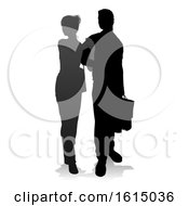 Poster, Art Print Of Young Couple Shopping Silhouettes On A White Background