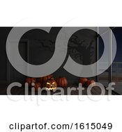 Poster, Art Print Of 3d Contemporary Empty Room With Jack-O-Lantern