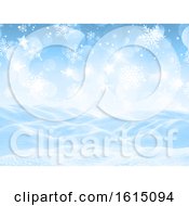3D Snowy Landscape With Falling Snowflakes