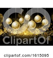 Poster, Art Print Of Christmas Baubles On Glittery Gold Background