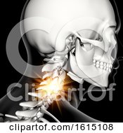 3D Male Medical Figure With Neck Bones Highlighted