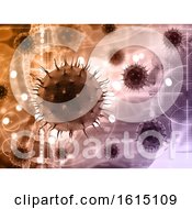 3D Medical Background With Abstract Virus Cells With Male Figure