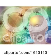 Poster, Art Print Of 3d Abstract Medical Background With Female Face Virus Cells And Dna Strands