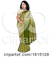 Woman In A Green Saree
