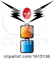 Clipart Of A Face And Bolts Over Two Batteries Royalty Free Vector Illustration