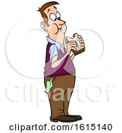 Poster, Art Print Of Cartoon White Man Eating A Sandwich