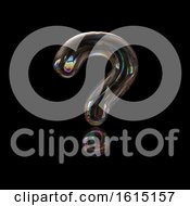 Poster, Art Print Of Soap Bubble Question Mark On A Black Background