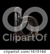 Poster, Art Print Of Soap Bubble Lowercase Letter B On A Black Background
