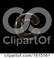 Poster, Art Print Of Soap Bubble Lowercase Letter C On A Black Background