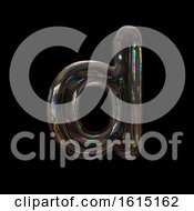 Poster, Art Print Of Soap Bubble Lowercase Letter D On A Black Background