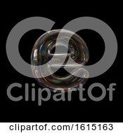 Poster, Art Print Of Soap Bubble Lowercase Letter E On A Black Background