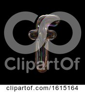 Poster, Art Print Of Soap Bubble Lowercase Letter F On A Black Background