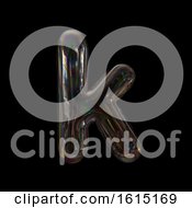 Poster, Art Print Of Soap Bubble Lowercase Letter K On A Black Background