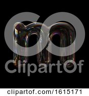 Poster, Art Print Of Soap Bubble Lowercase Letter M On A Black Background