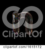 Poster, Art Print Of Soap Bubble Lowercase Letter N On A Black Background