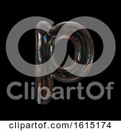 Poster, Art Print Of Soap Bubble Lowercase Letter P On A Black Background