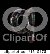 Poster, Art Print Of Soap Bubble Lowercase Letter Q On A Black Background