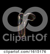 Soap Bubble Lowercase Letter R On A Black Background