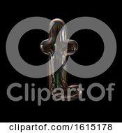 Poster, Art Print Of Soap Bubble Lowercase Letter T On A Black Background