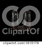 Poster, Art Print Of Soap Bubble Lowercase Letter U On A Black Background