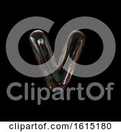Poster, Art Print Of Soap Bubble Lowercase Letter V On A Black Background