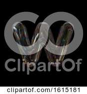 Clipart Of A Soap Bubble Lowercase Letter W On A Black Background Royalty Free Illustration