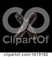 Poster, Art Print Of Soap Bubble Lowercase Letter X On A Black Background