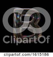 Poster, Art Print Of Soap Bubble Capital Letter B On A Black Background