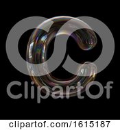 Clipart Of A Soap Bubble Capital Letter C On A Black Background Royalty Free Illustration