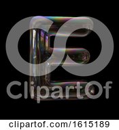 Clipart Of A Soap Bubble Capital Letter E On A Black Background Royalty Free Illustration