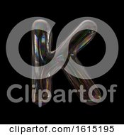 Poster, Art Print Of Soap Bubble Capital Letter K On A Black Background