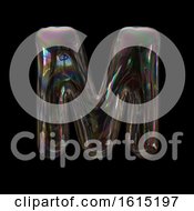 Poster, Art Print Of Soap Bubble Capital Letter M On A Black Background