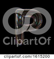 Poster, Art Print Of Soap Bubble Capital Letter P On A Black Background
