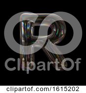 Poster, Art Print Of Soap Bubble Capital Letter R On A Black Background