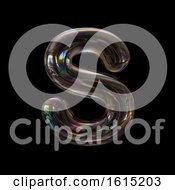Poster, Art Print Of Soap Bubble Capital Letter S On A Black Background