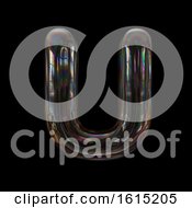 Poster, Art Print Of Soap Bubble Capital Letter U On A Black Background