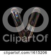 Poster, Art Print Of Soap Bubble Capital Letter V On A Black Background