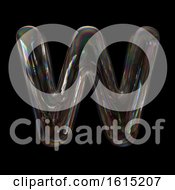 Poster, Art Print Of Soap Bubble Capital Letter W On A Black Background