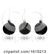 Poster, Art Print Of 3d Black Christmas Bauble Ornaments On A White Background
