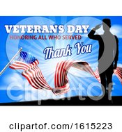 American Flag Veterans Day Soldier Saluting