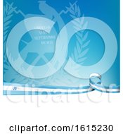 Guatemalan Ribbon Flag Over A Blue And White Background