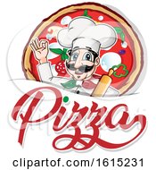 Poster, Art Print Of Cartoon Italian Chef With Pizza And Text