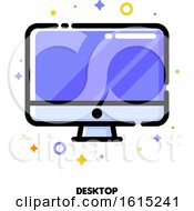 Poster, Art Print Of Icon Of Desktop Computer With Big Display With Purple Screen For Gadget Concept