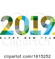 Poster, Art Print Of Multicolor Numbers 2019 With Stripes And Happy New Year Greetings Isolated On White Background