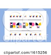 Minimalistic Happy New Year Greeting Card With Retro Geometric Lettering