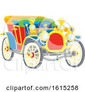 Clipart Of A Colorful Antique Convertible Automobile Royalty Free Vector Illustration